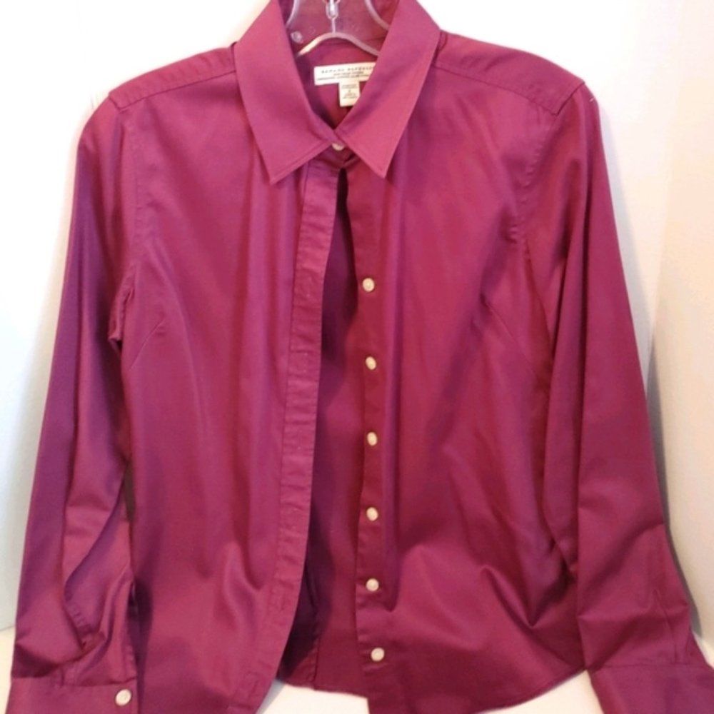 Banana Republic Deep Magenta Button-Up Blouse
